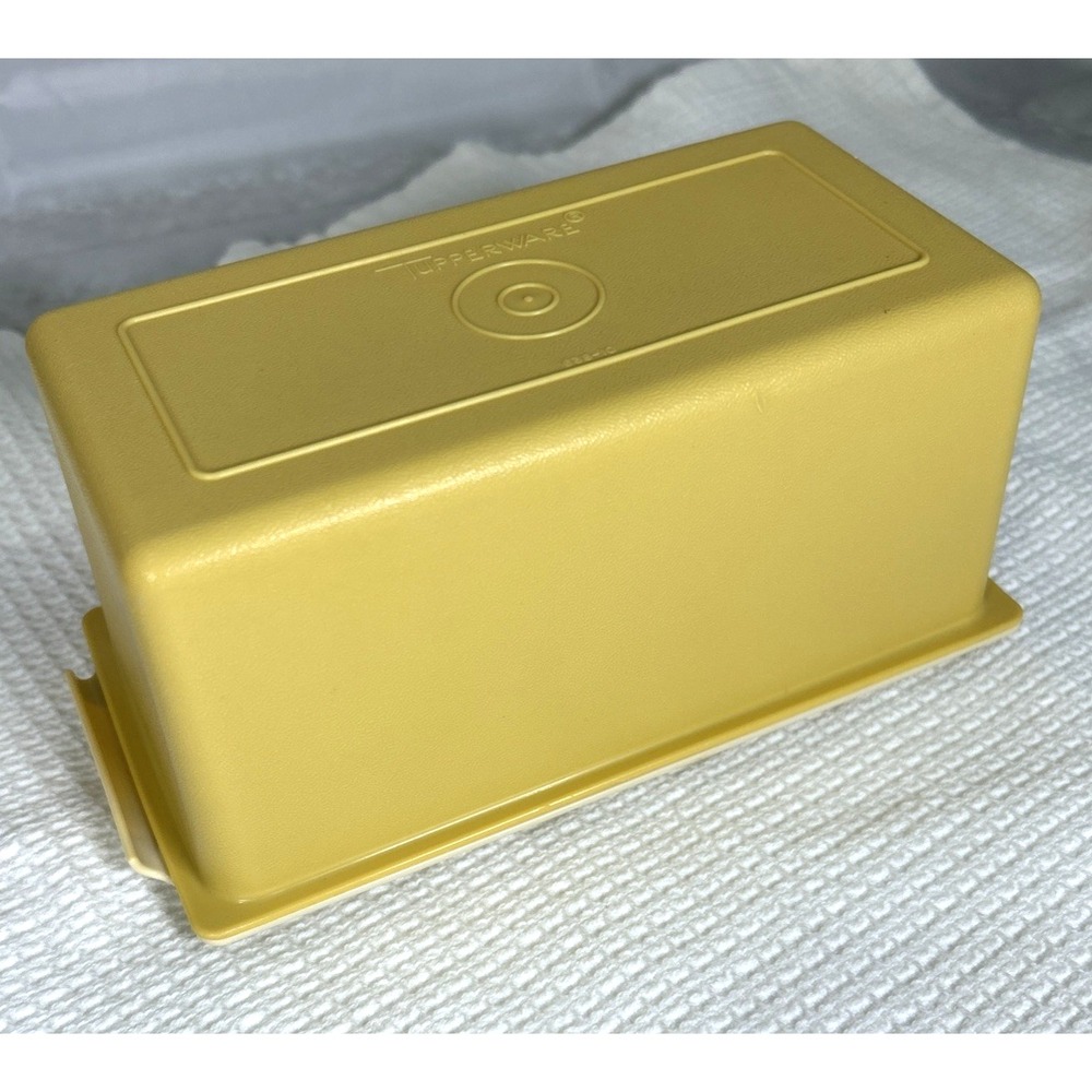 Vintage 1970s Tupperware Butter Dish Keeper 638 Harvest Gold & Base 639 Almond